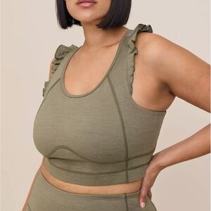 Torrid Low Impact Wireless Ruffle Trim Active Sports Bra Olive Green 3 3X 22-24